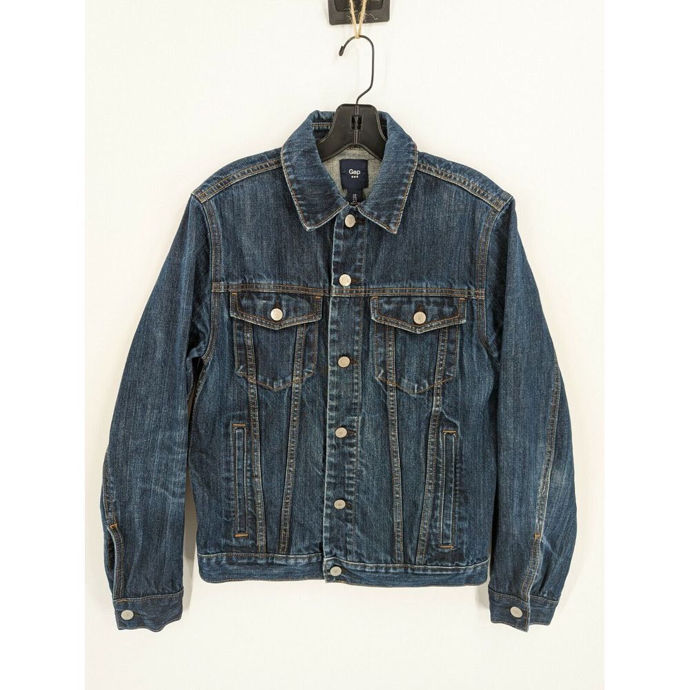 Women's GAP Dark Wash Trucker Denim Jean Jacket, Size Small